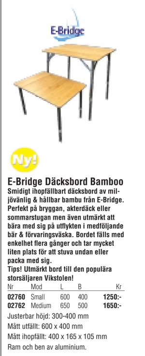 E-Bridge Däcksbord Bamboo