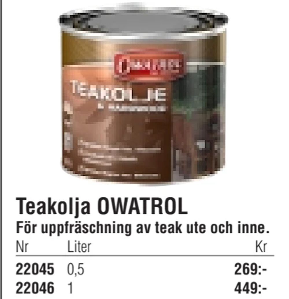 Erbjudanden på Teakolja OWATROL från Erlandsons Brygga för 269 kr
