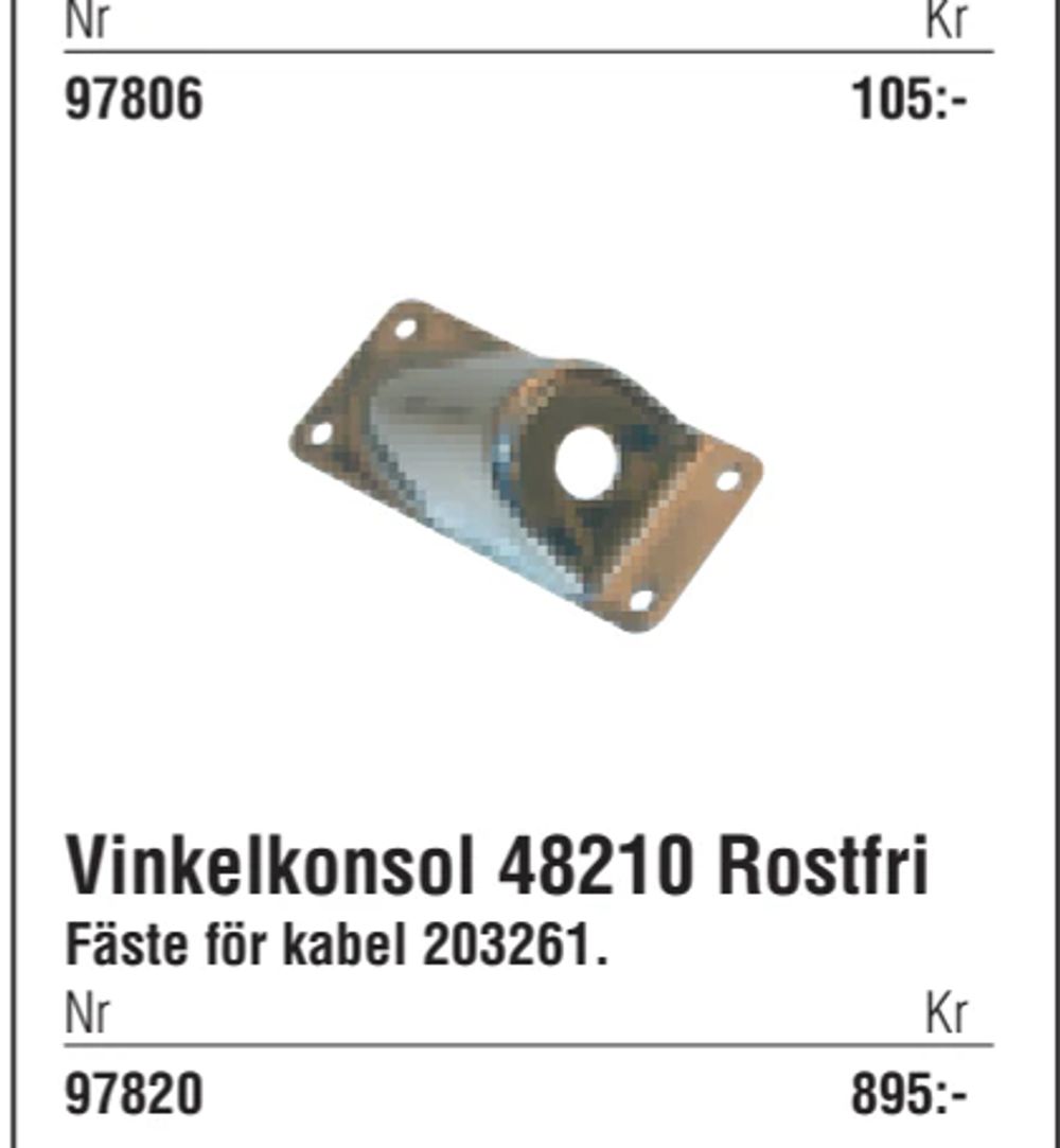 Erbjudanden på Vinkelkonsol 48210 Rostfri från Erlandsons Brygga för 895 kr