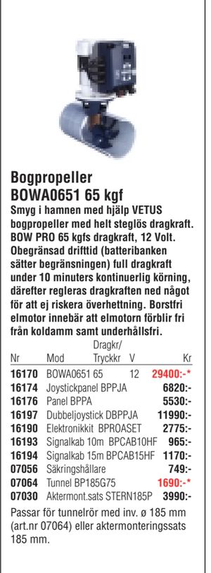 Bogpropeller BOWA0651 65 kgf