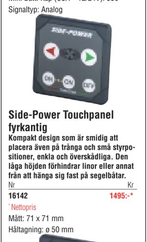 Side-Power Touchpanel fyrkantig