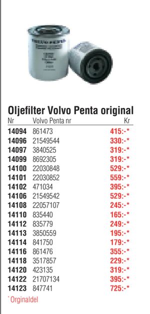 Oljefilter Volvo Penta original