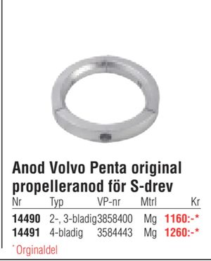 Anod Volvo Penta original propelleranod för S-drev
