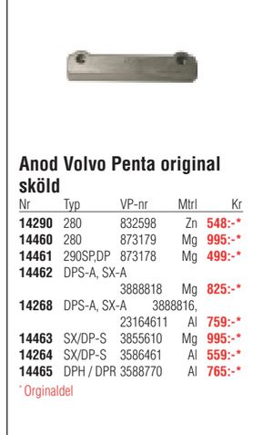 Anod Volvo Penta original sköld