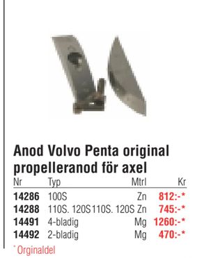 Anod Volvo Penta original propelleranod för axel
