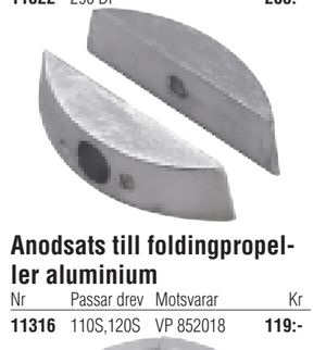 Anodsats till foldingpropeller aluminium