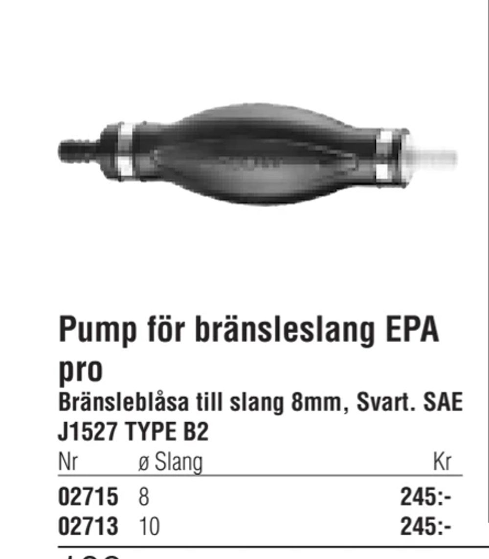 Erbjudanden på Bränsleblåsa till slang 8mm, Svart. SAE J1527 TYPE B2 från Erlandsons Brygga för 245 kr