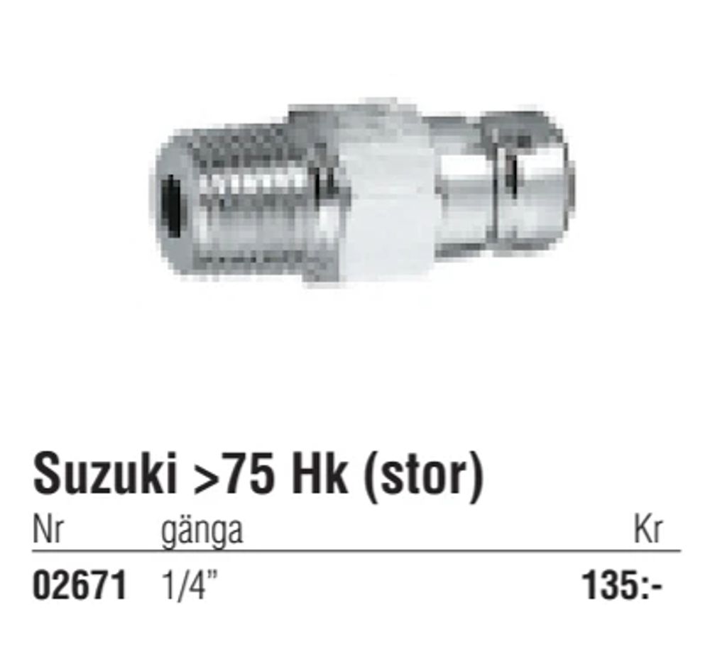 Erbjudanden på Suzuki >75 Hk (stor) från Erlandsons Brygga för 135 kr