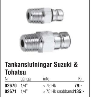 Tankanslutningar Suzuki & Tohatsu