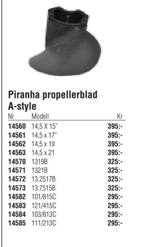 Piranha propellerblad A-style