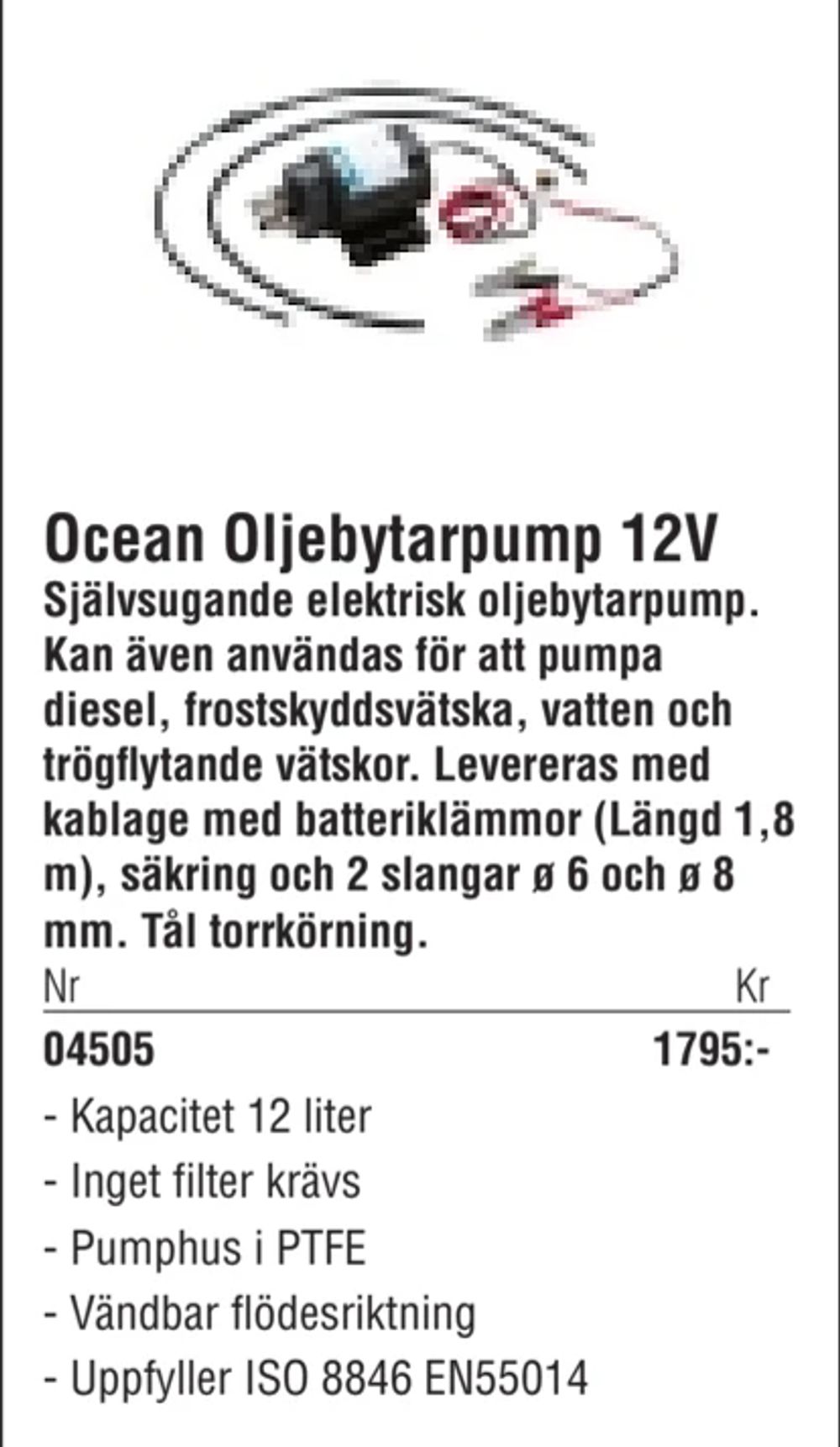 Erbjudanden på Ocean Oljebytarpump 12V från Erlandsons Brygga för 1 795 kr
