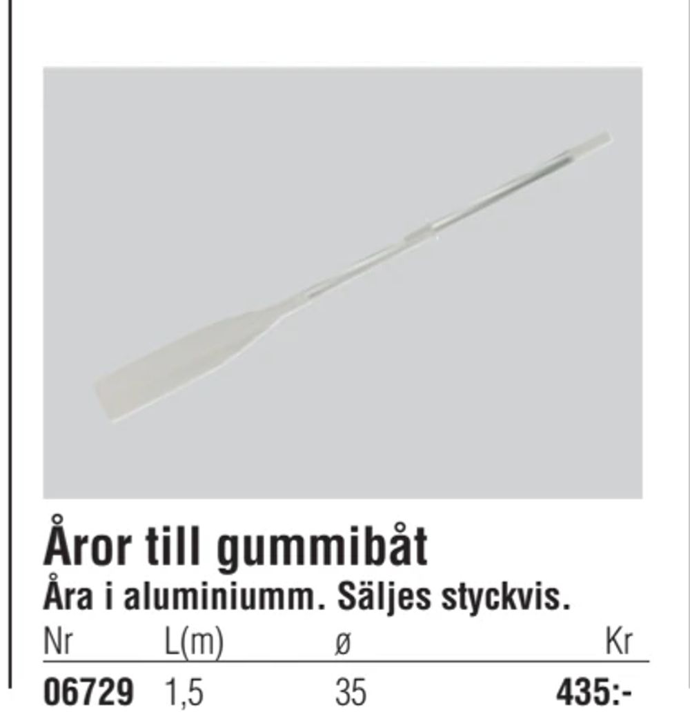Erbjudanden på Åror till gummibåt från Erlandsons Brygga för 435 kr