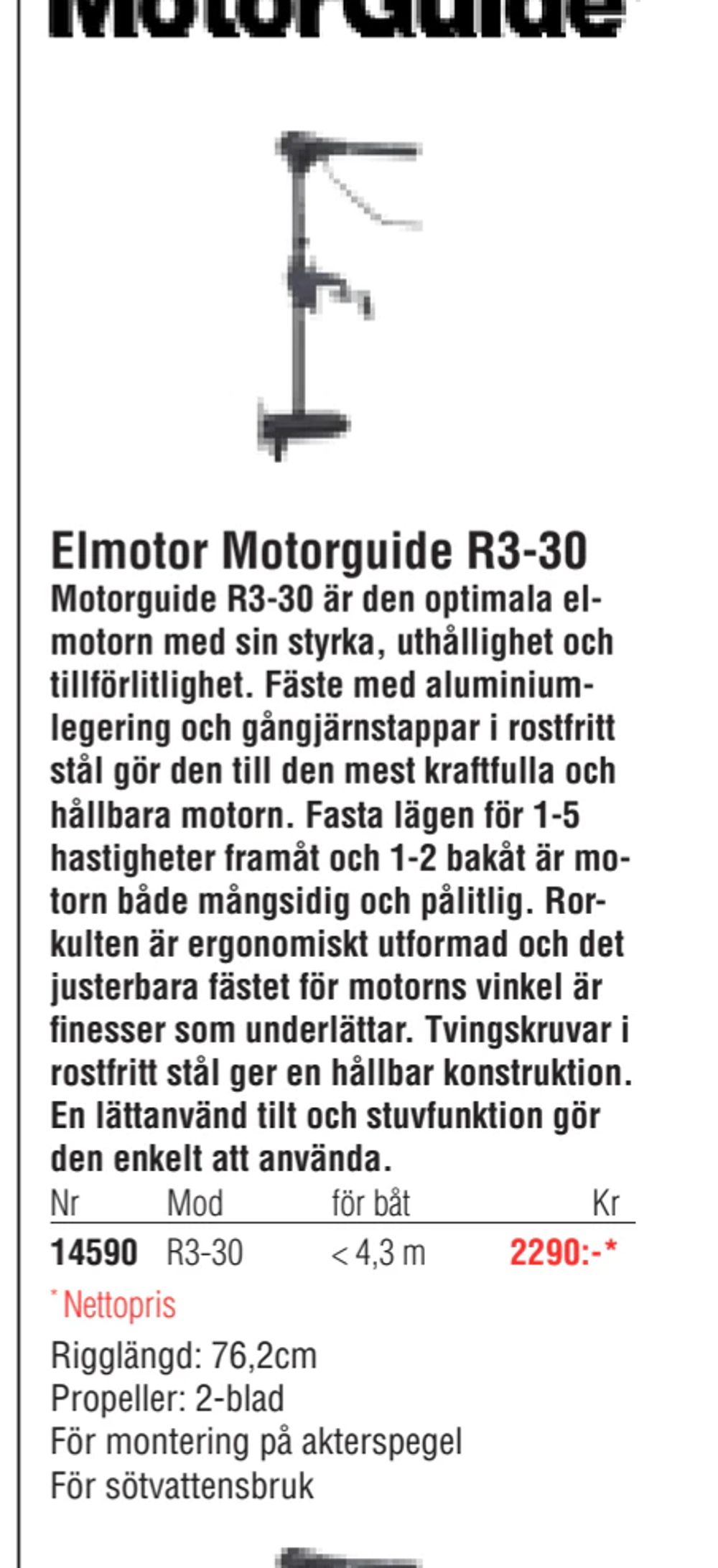 Erbjudanden på Elmotor Motorguide R3-30 från Erlandsons Brygga för 2 290 kr