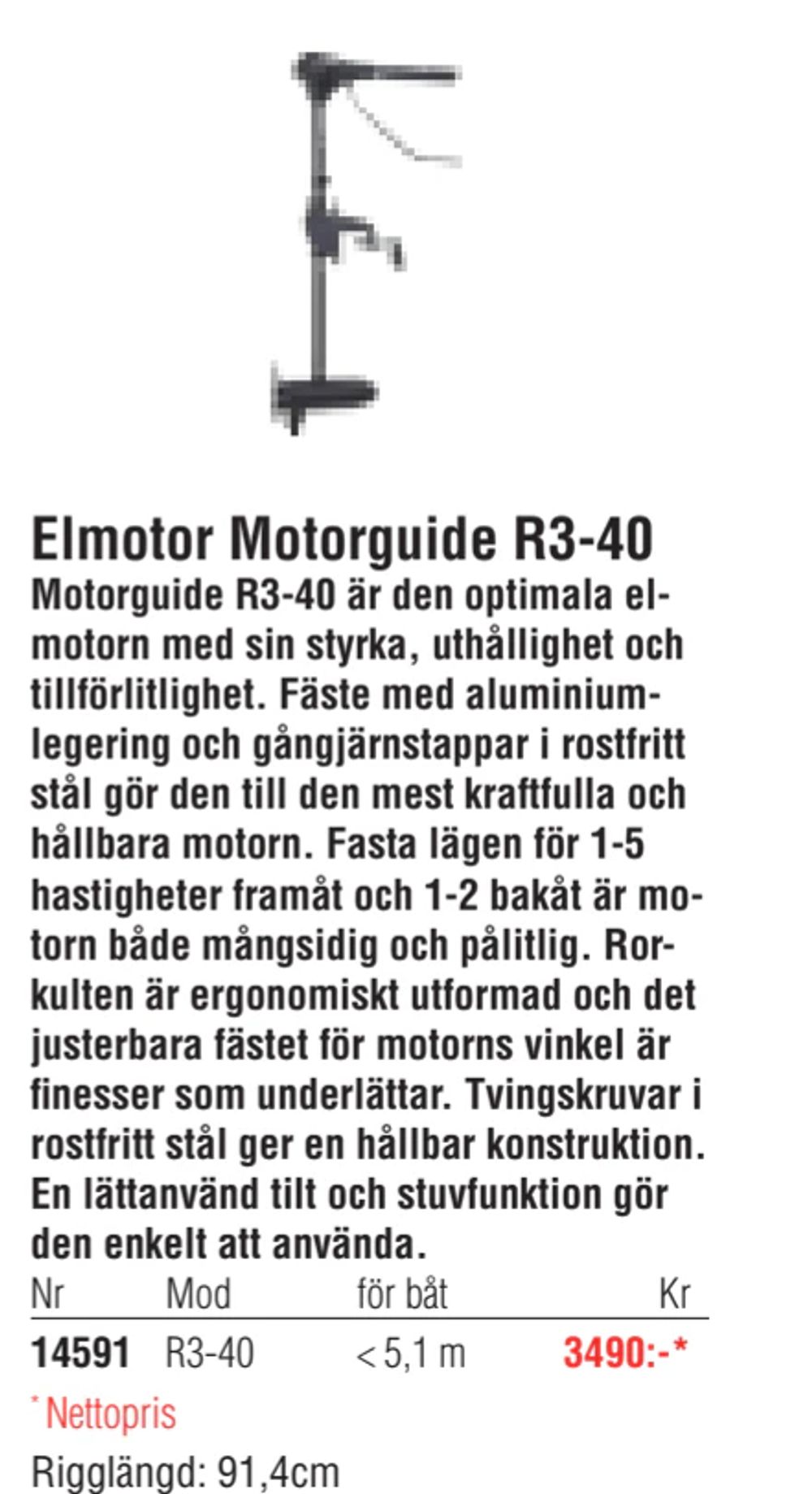 Erbjudanden på Elmotor Motorguide R3-40 från Erlandsons Brygga för 3 490 kr