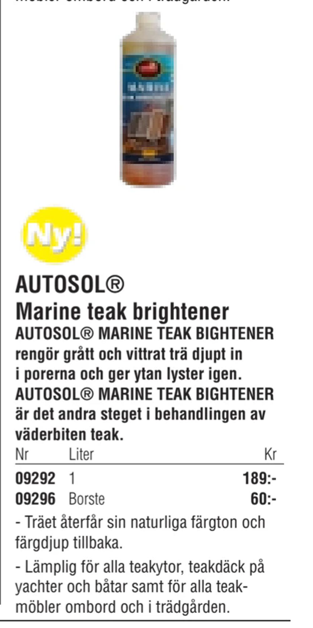 Erbjudanden på AUTOSOL® Marine teak brightener från Erlandsons Brygga för 60 kr