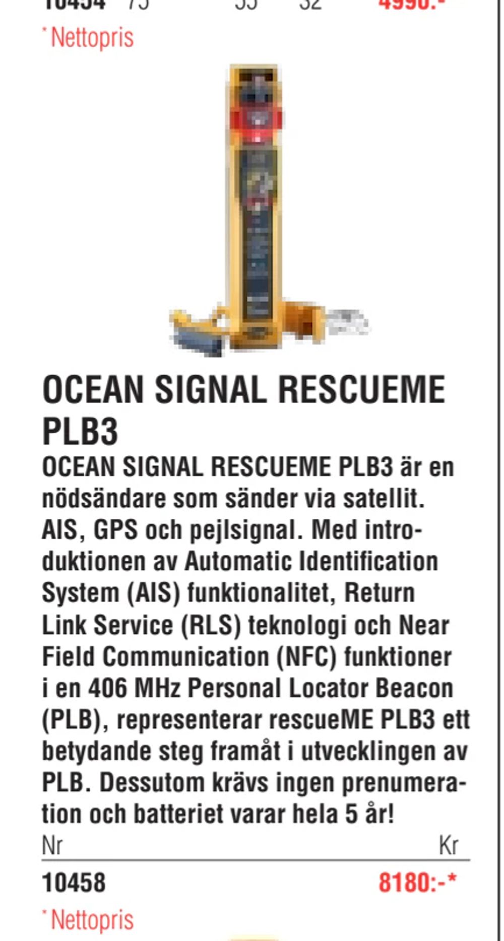 Erbjudanden på OCEAN SIGNAL RESCUEME PLB3 från Erlandsons Brygga för 8 180 kr