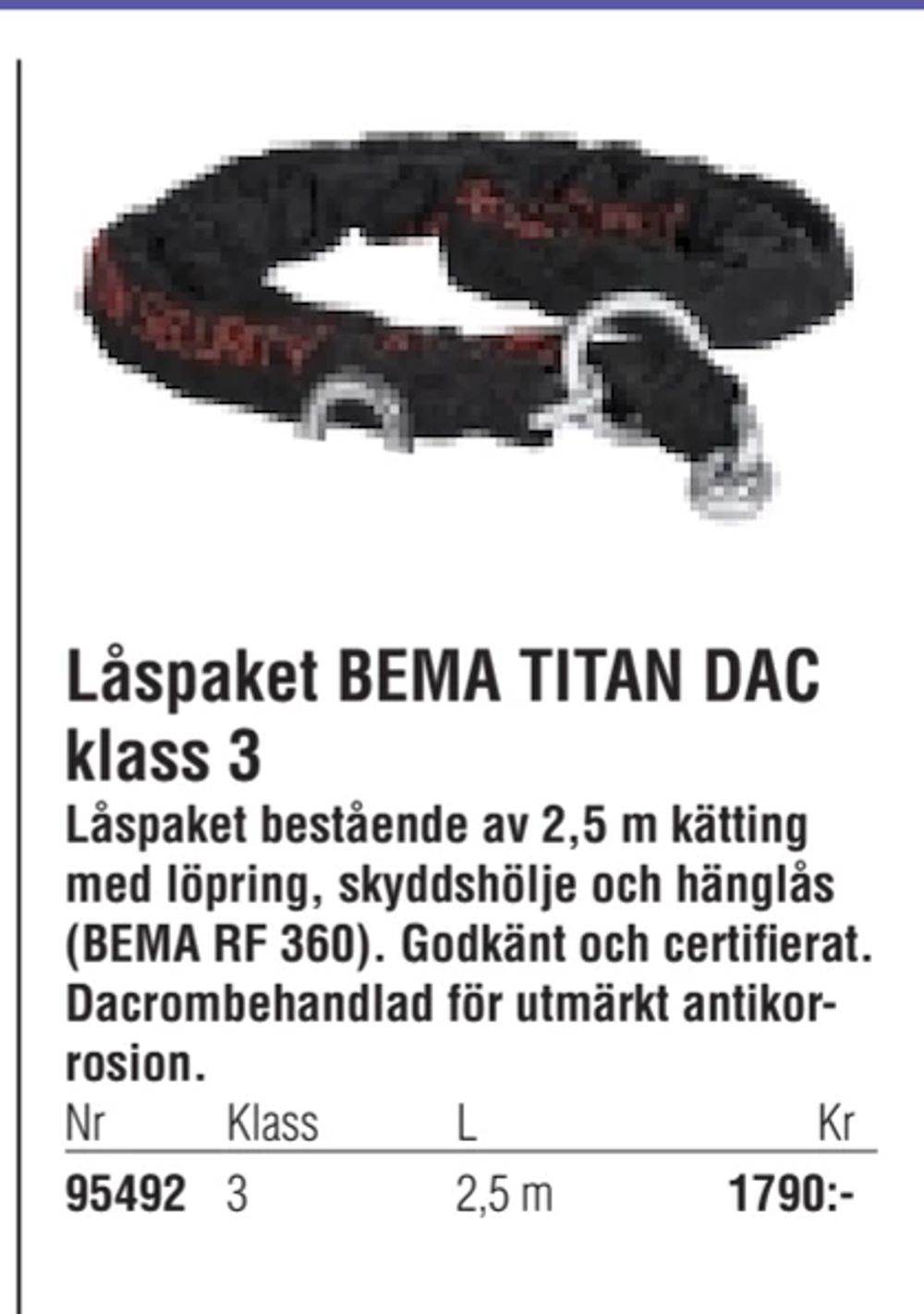 Erbjudanden på Låspaket BEMA TITAN DAC klass 3 från Erlandsons Brygga för 1 790 kr
