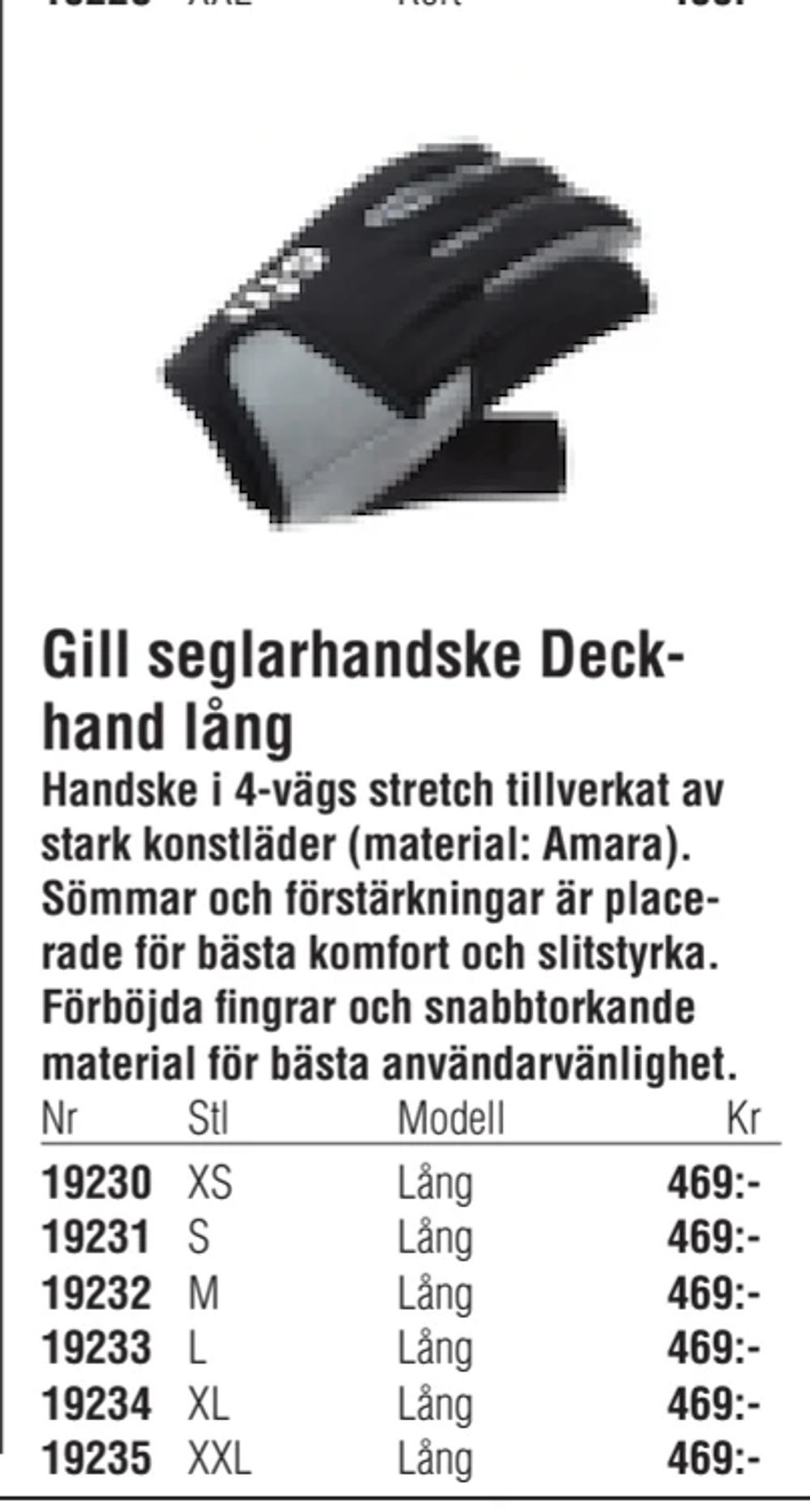 Erbjudanden på Gill seglarhandske Deckhand lång från Erlandsons Brygga för 469 kr