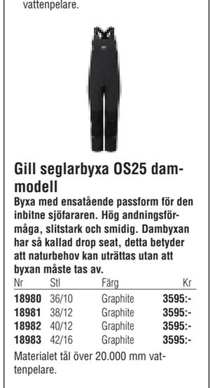 Gill seglarbyxa OS25 dammodell