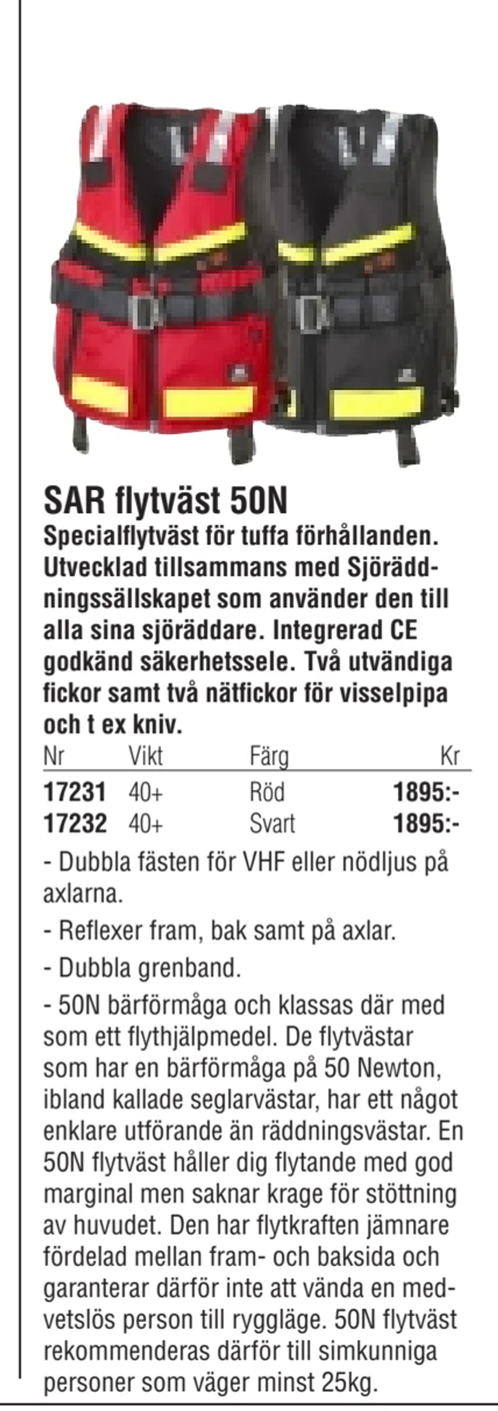 Erbjudanden på SAR flytväst 50N från Erlandsons Brygga för 1 895 kr