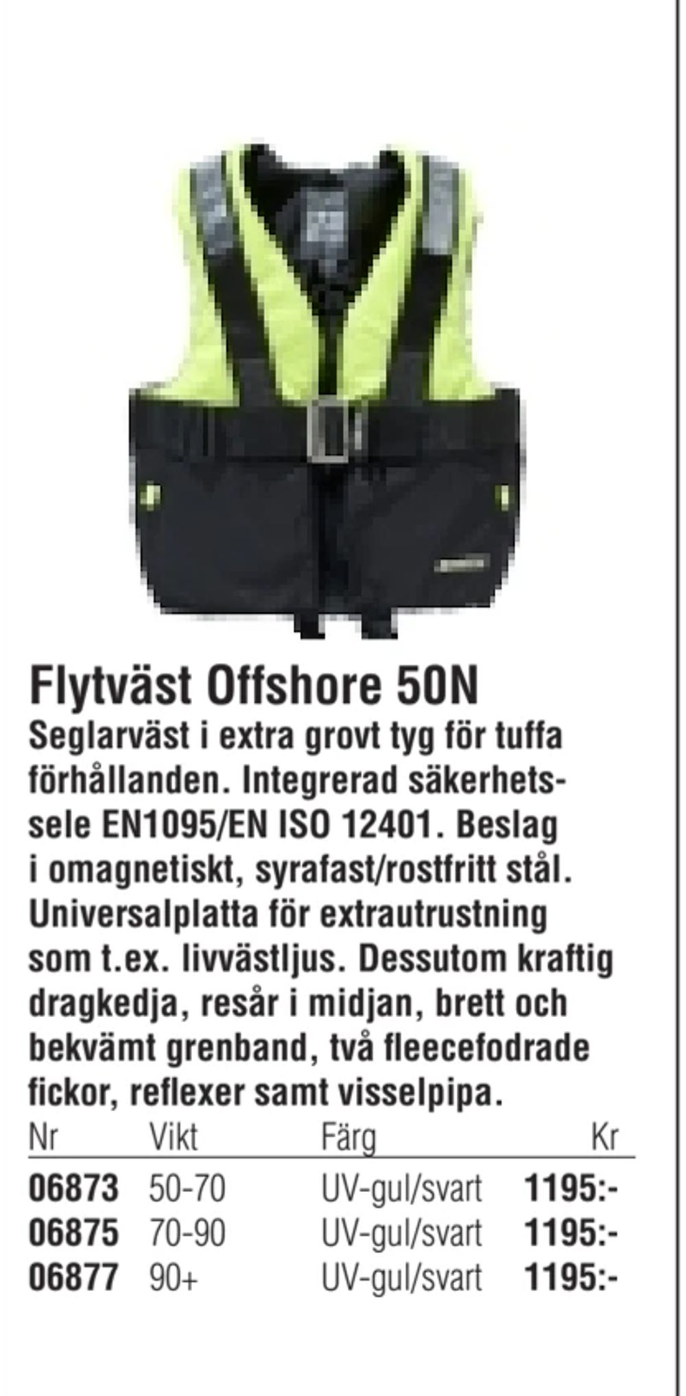 Erbjudanden på Flytväst Offshore 50N från Erlandsons Brygga för 1 195 kr