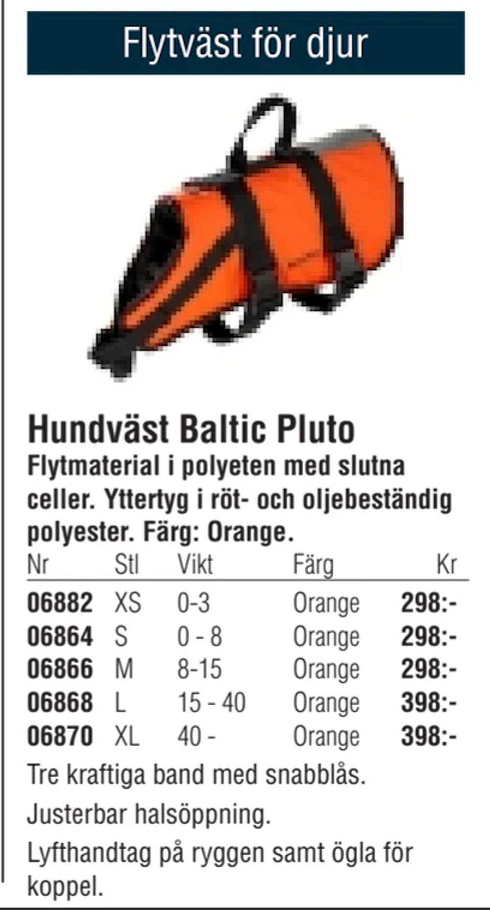Erbjudanden på Hundväst Baltic Pluto från Erlandsons Brygga för 298 kr
