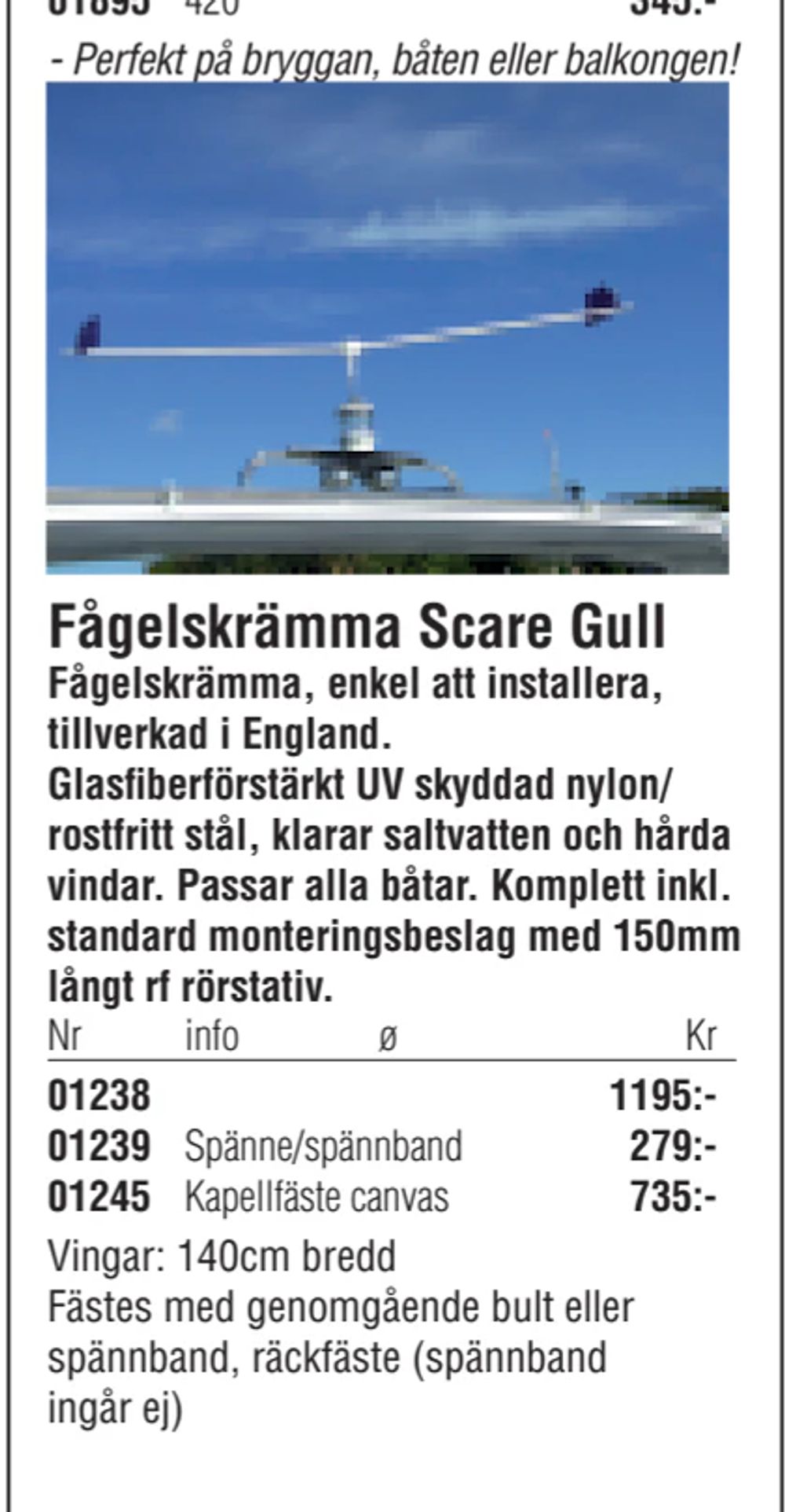 Erbjudanden på Fågelskrämma Scare Gull från Erlandsons Brygga för 1 195 kr