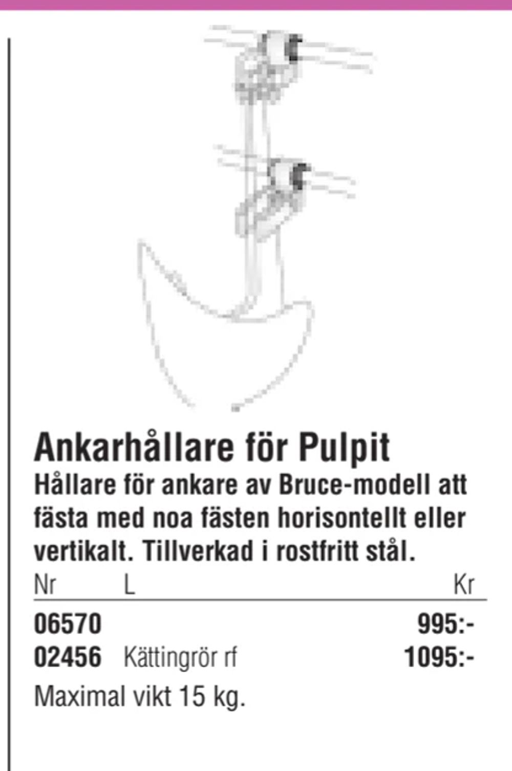 Erbjudanden på Ankarhållare för Pulpit från Erlandsons Brygga för 995 kr