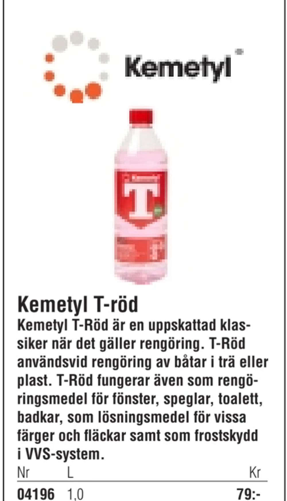 Erbjudanden på Kemetyl T-röd från Erlandsons Brygga för 79 kr