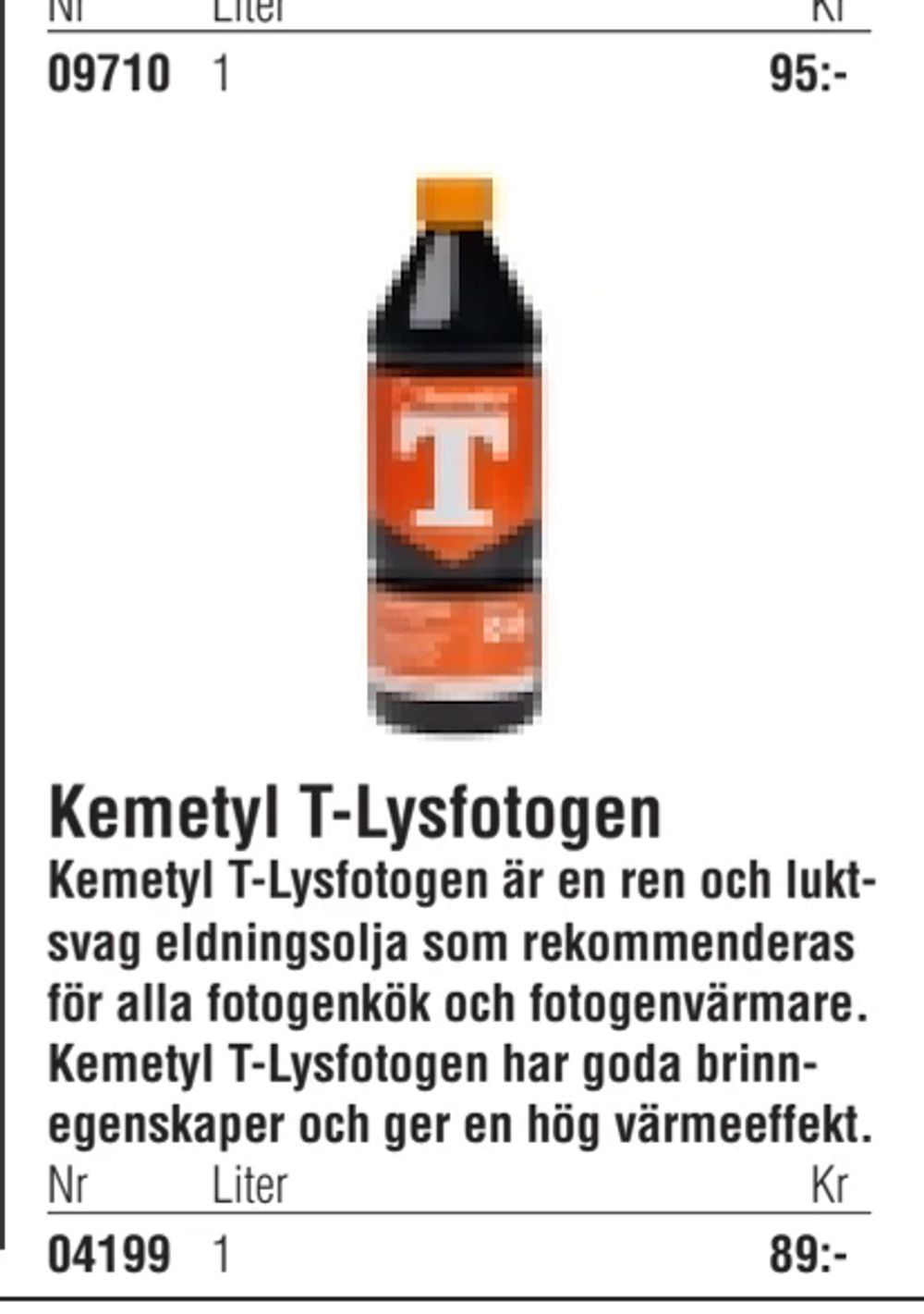 Erbjudanden på Kemetyl T-Lysfotogen från Erlandsons Brygga för 89 kr