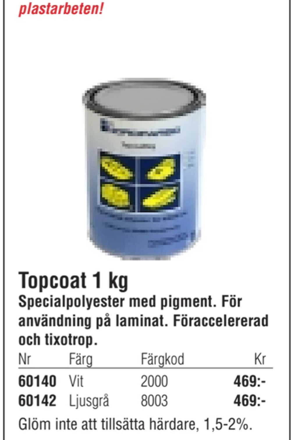 Erbjudanden på Topcoat 1 kg från Erlandsons Brygga för 469 kr