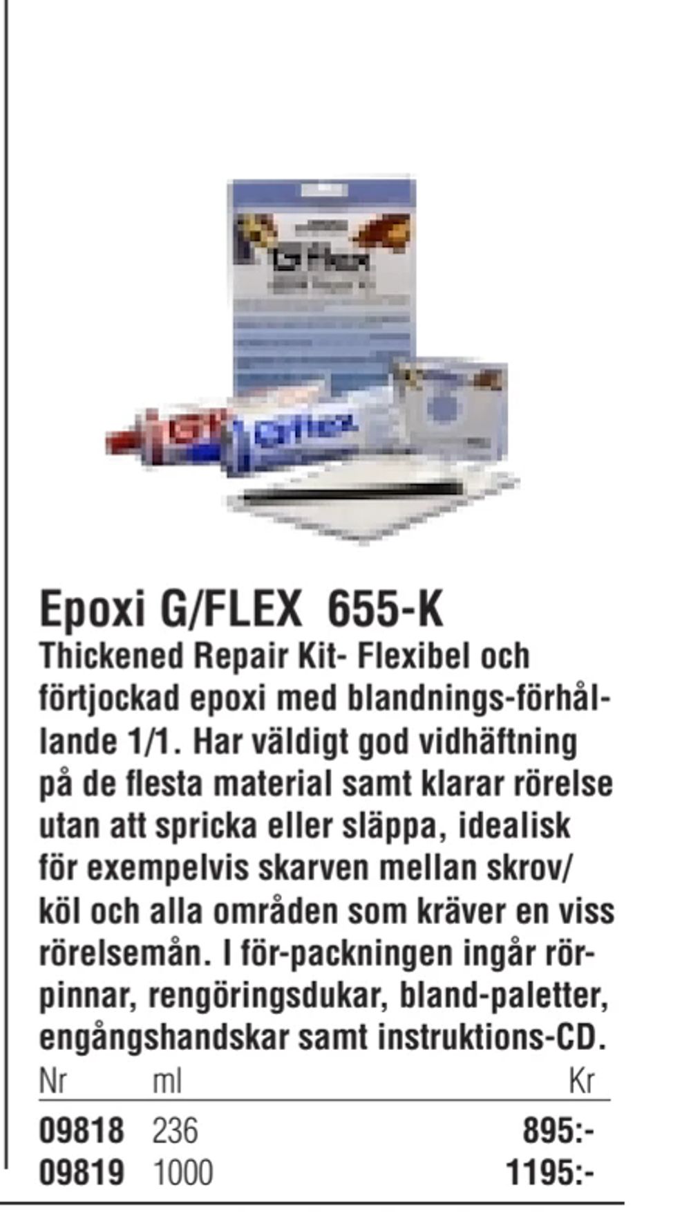 Erbjudanden på Epoxi G/FLEX 655-K från Erlandsons Brygga för 895 kr