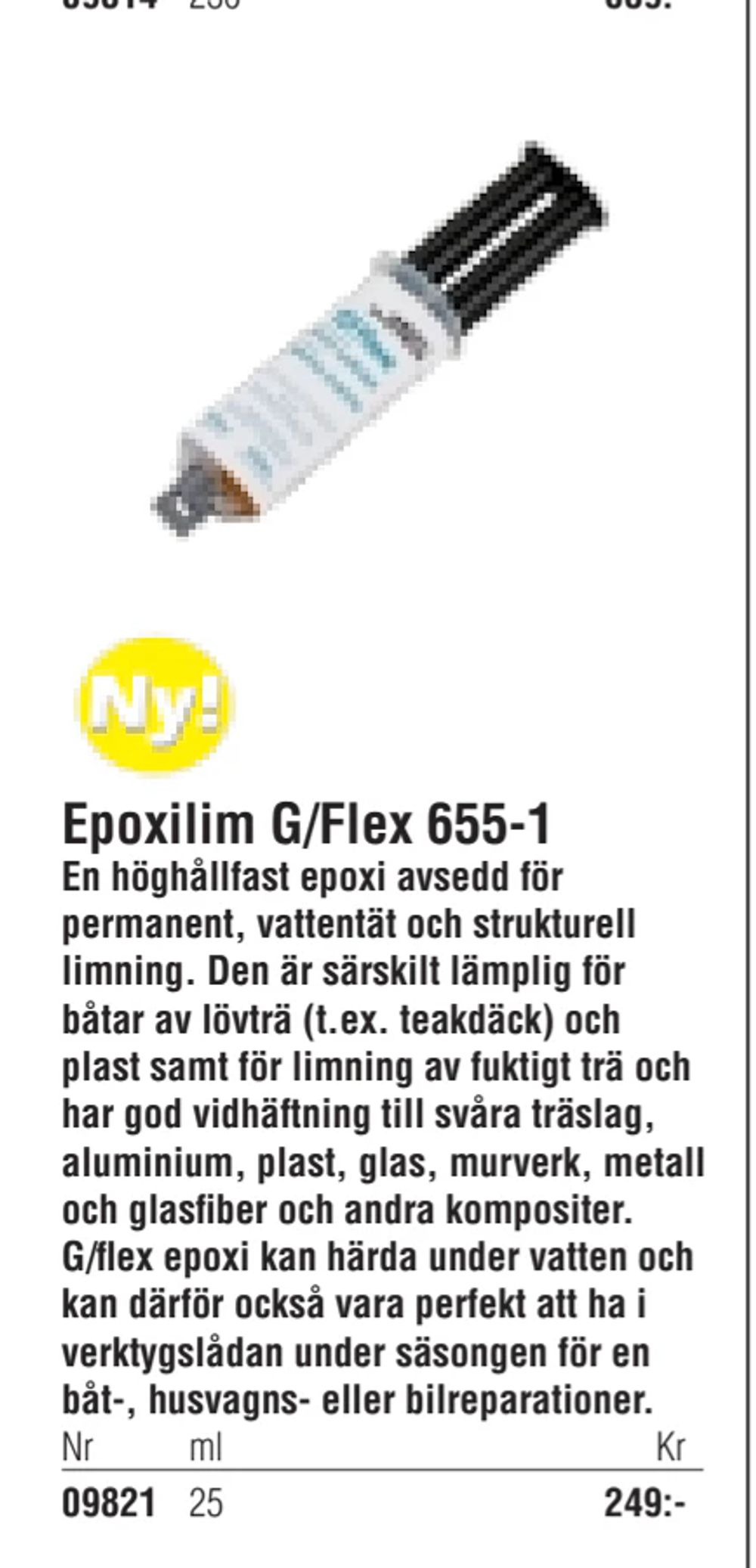 Erbjudanden på Epoxilim G/Flex 655-1 från Erlandsons Brygga för 249 kr