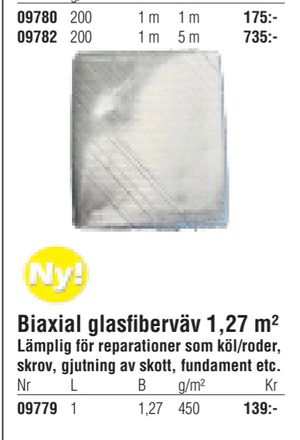 Biaxial glasfiberväv 1,27 m²