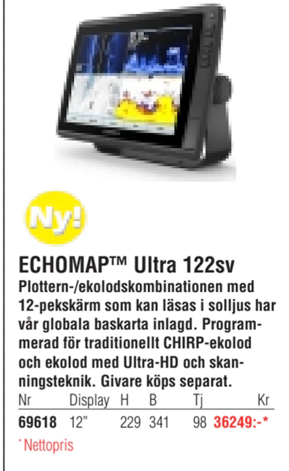 Erbjudanden på ECHOMAP™ Ultra 122sv från Erlandsons Brygga för 36 249 kr