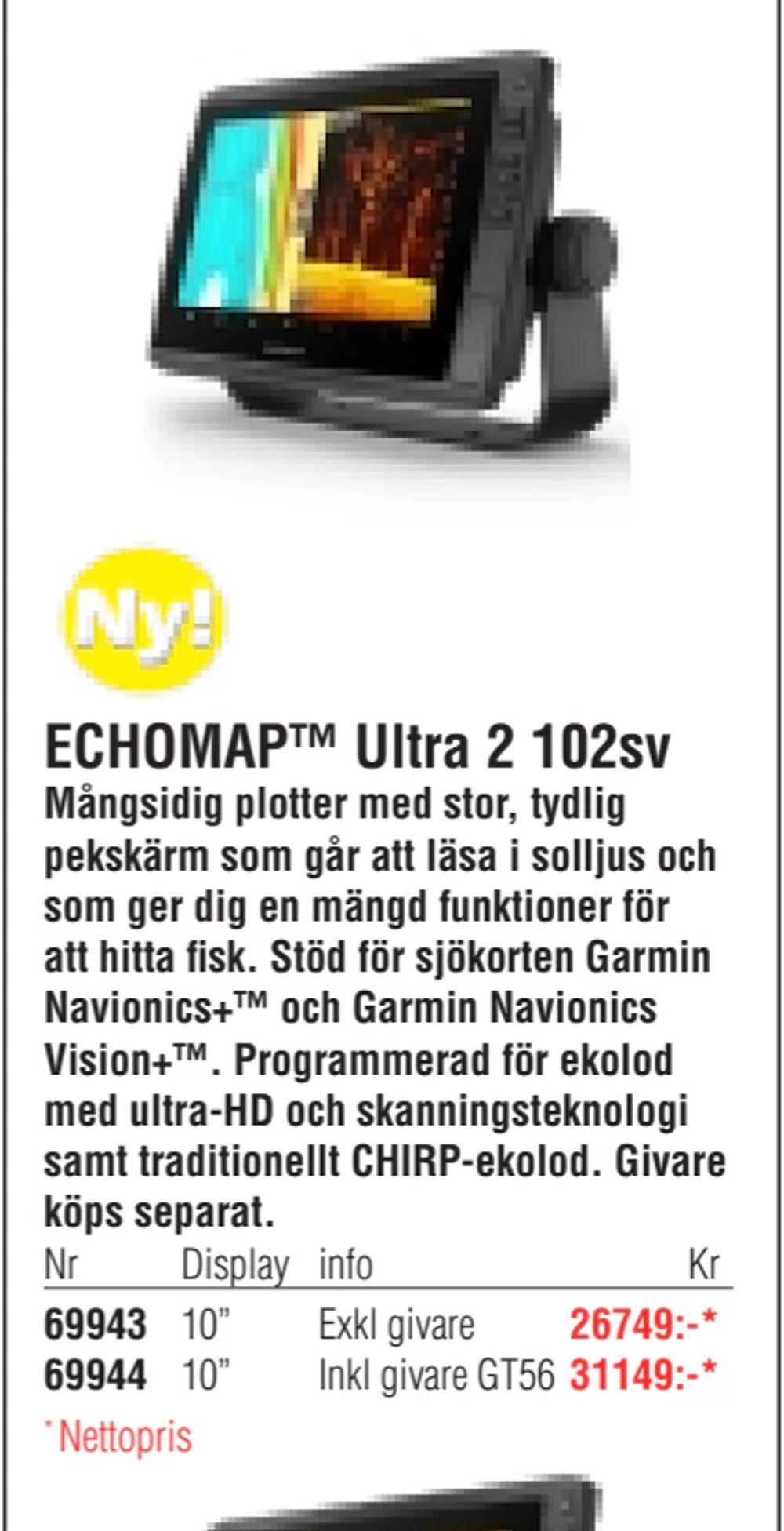 Erbjudanden på ECHOMAP™ Ultra 2 102sv från Erlandsons Brygga för 26 749 kr