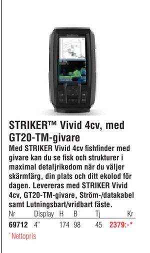 STRIKER™ Vivid 4cv, med GT20-TM-givare