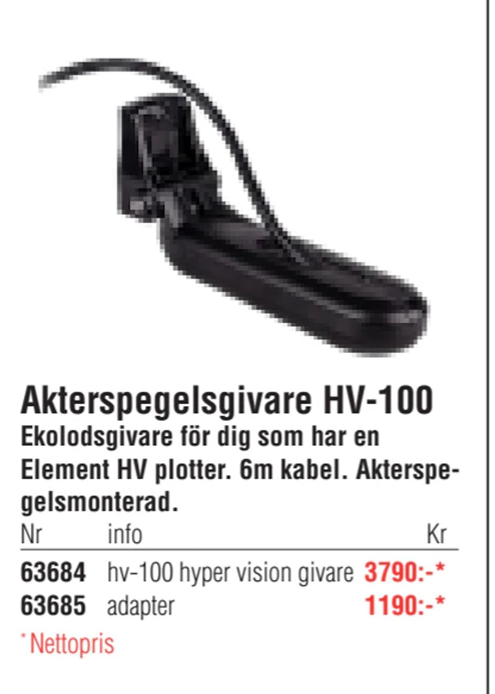 Erbjudanden på Akterspegelsgivare HV-100 från Erlandsons Brygga för 1 190 kr