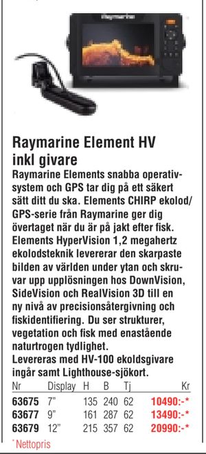 Raymarine Element HV inkl givare