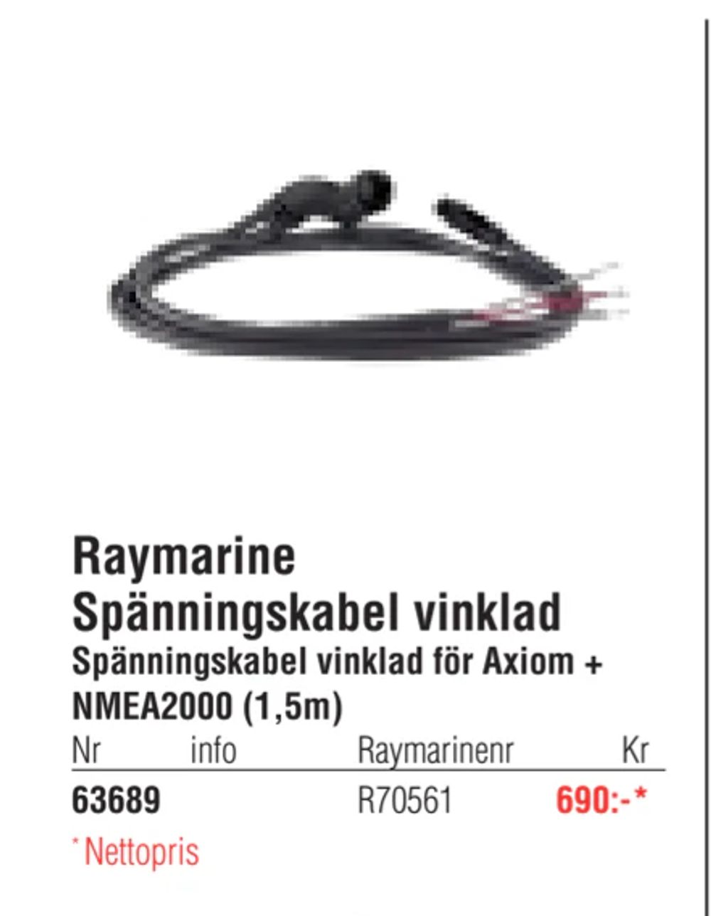 Erbjudanden på Raymarine Spänningskabel vinklad från Erlandsons Brygga för 690 kr