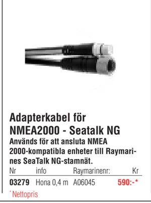 Adapterkabel för NMEA2000 - Seatalk NG