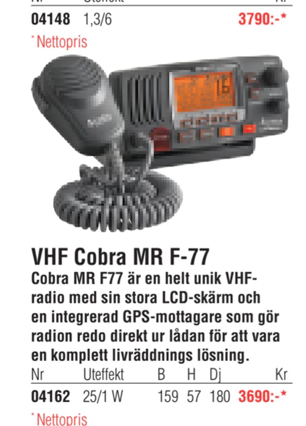 Erbjudanden på VHF Cobra MR F-77 från Erlandsons Brygga för 3 690 kr