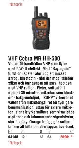 VHF Cobra MR HH-500