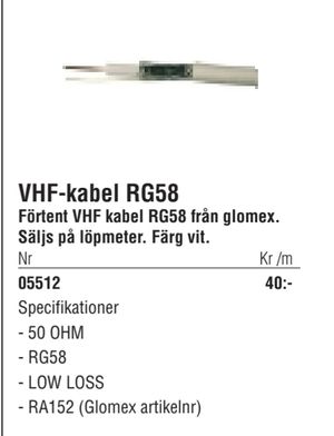 VHF-kabel RG58