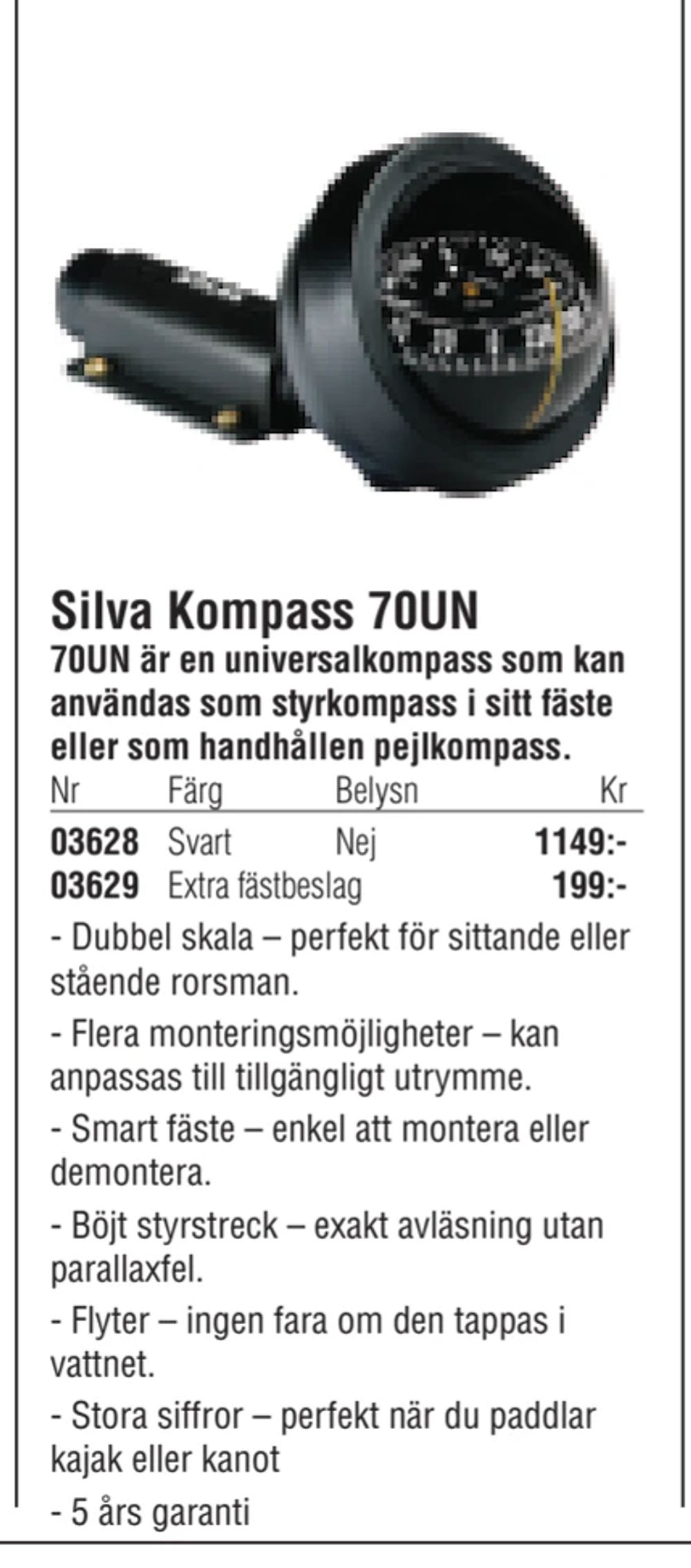 Erbjudanden på Silva Kompass 70UN från Erlandsons Brygga för 1 149 kr