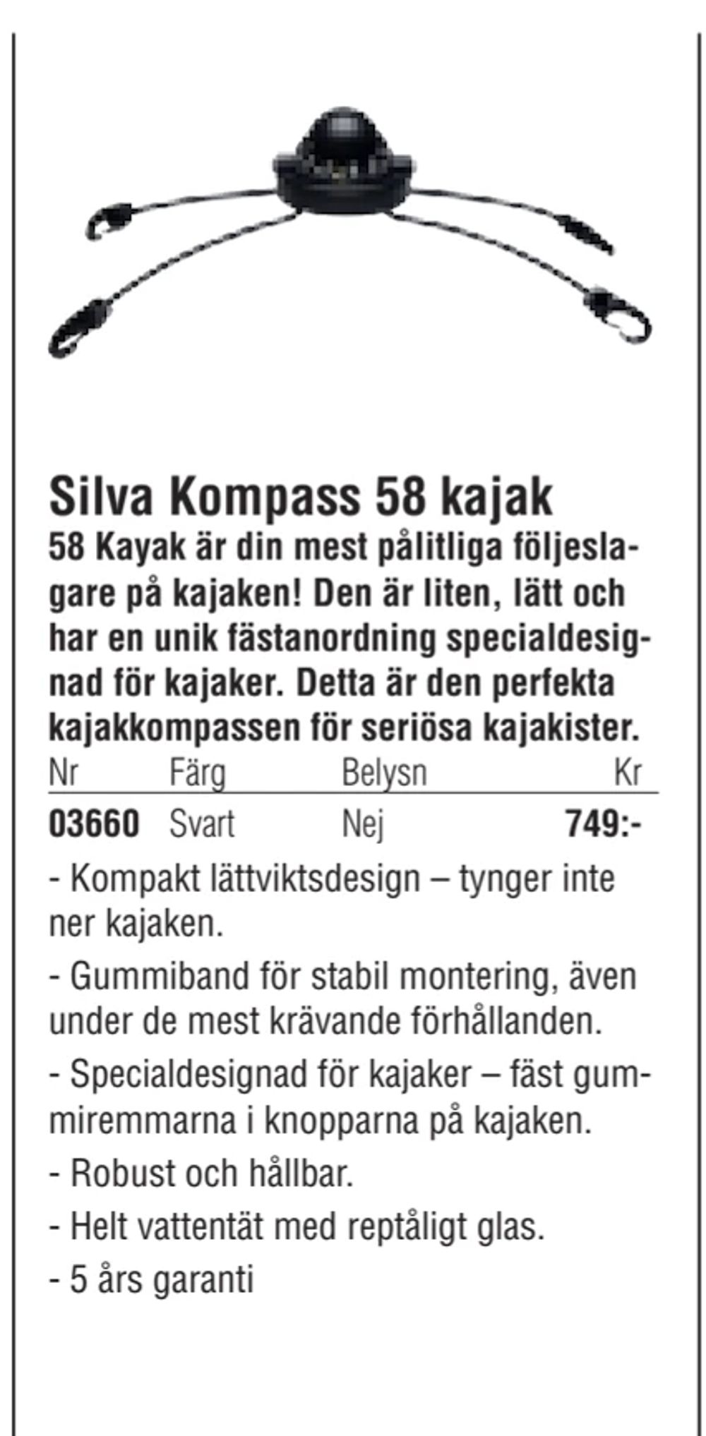 Erbjudanden på Silva Kompass 58 kajak från Erlandsons Brygga för 749 kr