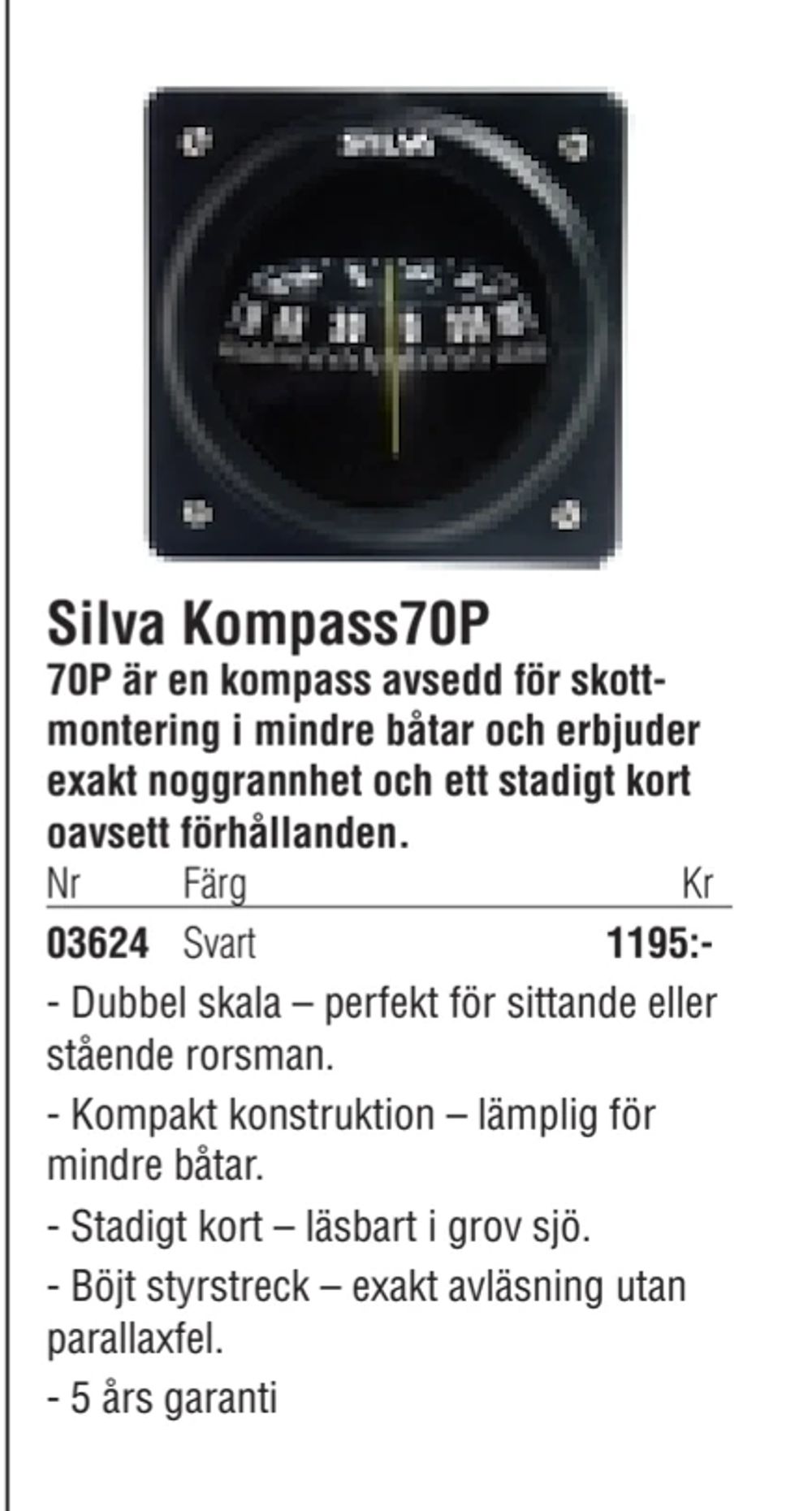 Erbjudanden på Silva Kompass70P från Erlandsons Brygga för 1 195 kr