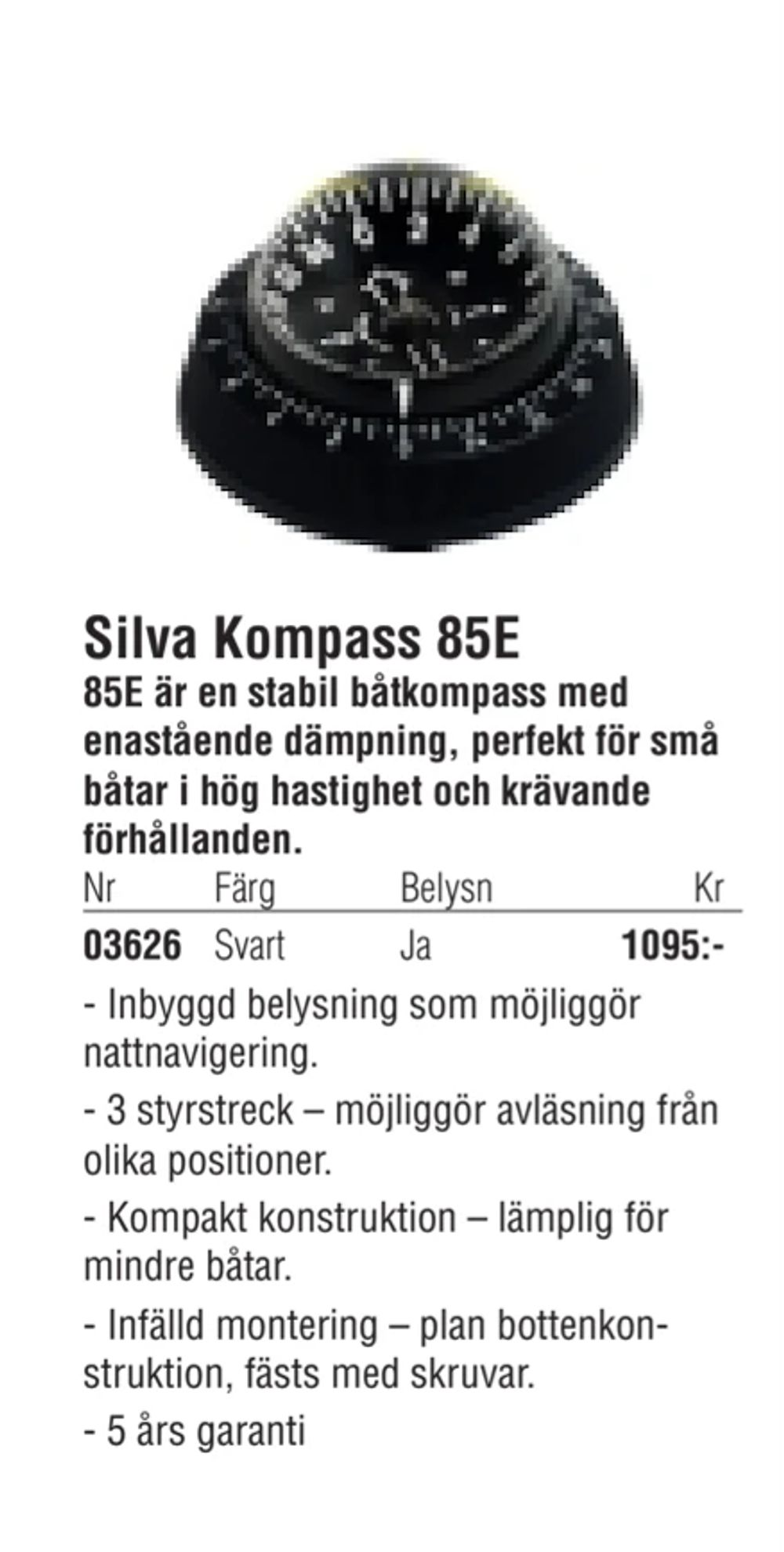 Erbjudanden på Silva Kompass 85E från Erlandsons Brygga för 1 095 kr