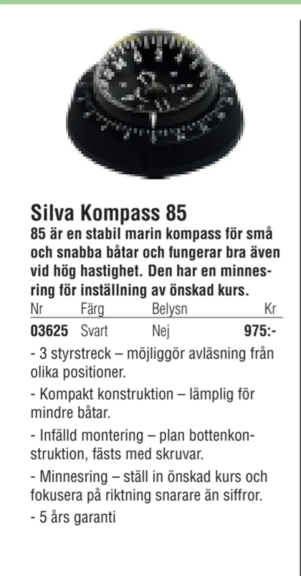 Erbjudanden på Silva Kompass 85 från Erlandsons Brygga för 975 kr