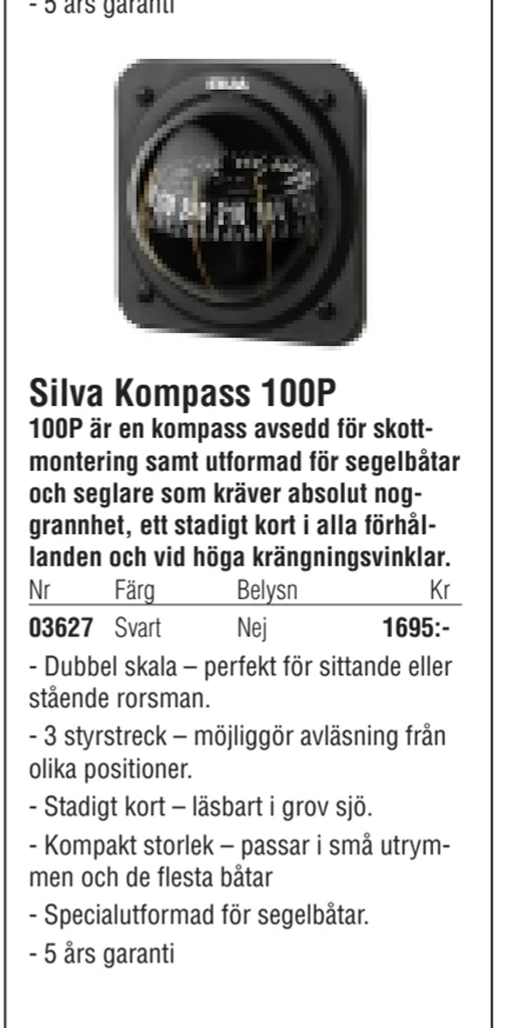 Erbjudanden på Silva Kompass 100P från Erlandsons Brygga för 1 695 kr